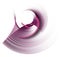 Beautifully curved, transparent, magenta elements rotate in a circle on a white background.