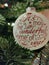 Beautifully decorated Christmas ball with label saying It\\\'s the most wonderful time of the year