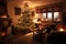 a beautifully decorated christmas tree inside a warm and cozy living room