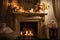 a beautifully decorated fireplace, surrounded by the warm glow of candlelight, adding a touch of elegance to any room