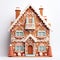 beautifully decorated gingerbread house on white background