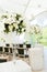 Beautifully decorated in white colours wedding hall