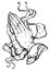 Beautifully detailed human hands folded in prayer. Appeal to the God. Faith and hope. Religious motifs. Academic art. Vector art.