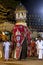 A beautifully dressed ceremonial elephant parades through the Kataragama Festival in Sri Lanka.