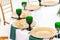 Beautifully organized event - served festive round tables ready for guests