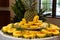 Beautifully sliced pineapple on the table. Generative AI