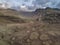 Beautiufl unique drone aerial sunrise landscape image of Blea Tarn and Langdales Range in UK Lake District