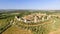 Beautiul aerial view of Monteriggioni, Tuscany medieval town on