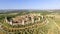 Beautiul aerial view of Monteriggioni, Tuscany medieval town on