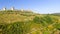 Beautiul aerial view of Monteriggioni, Tuscany medieval town on