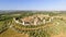 Beautiul aerial view of Monteriggioni, Tuscany medieval town on