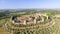 Beautiul aerial view of Monteriggioni, Tuscany medieval town on