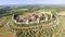 Beautiul aerial view of Monteriggioni, Tuscany medieval town on