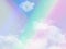 beauty abstract sweet pastel soft pink and green with fluffy clouds on sky. multi color rainbow image. fantasy growing light
