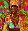 Beauty of Africa. Colorful digital art scene of a beautiful African woman,