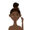 Beauty african woman applies mascara. Cartoon style. Vector illustration