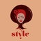 Beauty, Afro hairstyle, fashion logo. African American woman beautiful face.