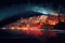 The beauty of Agadir by night travel destination - abstract illustration