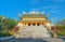 Beauty architecture leads to Lord Buddha statue shining in Dai Tong Lam Pagoda