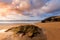 Beauty Atlantic coast with cliff,beach,ocean and sky with clouds