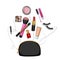Beauty bag with make up and cosmetics