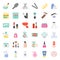 Beauty, body cares products and cosmetics icon set