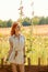 Beauty boho redhead woman enjoying nature, relax