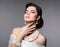 Beauty bride makeup. Elegant fashionable woman portrait. Retro h