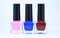 Beauty and care concept. Nail polish white background. Manicure salon. Durability and quality of nail polish coating