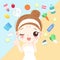 Beauty cartoon skin care woman