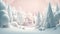 Beauty Christmas pink winter fairy trees, pastel landscape scene. Ai generated