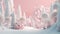 Beauty Christmas pink winter fairy trees, pastel landscape scene. Ai generated