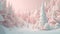 Beauty Christmas pink winter fairy trees, pastel landscape scene. Ai generated