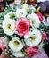 The beauty of colored flowers. Close-up of a bunch of flowers. Wedding accessories. Female decoration for the girl.