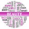 Beauty concept related words in tag round cloud. Vector