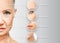 Beauty concept skin aging. anti-aging procedures, rejuvenation, lifting, tightening of facial skin