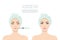 Beauty, cosmetology concept. Before and after illustration of woman