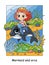 Beauty cute mermaid rides an orca colorful illustration