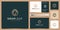 Beauty drop leaf logo design and business card. luxury logo oil with leaf liner concept