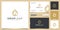 Beauty drop leaf logo design and business card. luxury logo oil with leaf liner concept