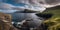 Beauty of Faroe Islands\\\' Bay through a Panoramic View. Generative AI