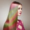 Beauty fashion model girl with colorful dyed hair