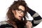 Beauty Fashion Model Girl With Eyeglasses. Cool Trendy Eyewear