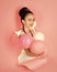 Beauty fashion portrait. Birthday happiness in childhood, look. birthday party balloons and happy girl.