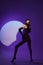 Beauty Fashion woman posing on stage spotlight silhouette disco color background unaltered