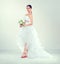 Beauty fashion young model bride in wedding white dress