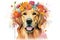 beauty of flowers with the charm of dogs a watercolor featuring dogs surrounded by a wreath of colorful blooms.