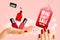 Beauty flyer with nail polish bottles and manicured female hands. Big beauty sale tag