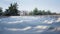 Beauty frozen snowy clearing sunny winter day. White snow covering forest meadow