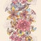 Beauty garden flowers and bird vertical seamless ribbon